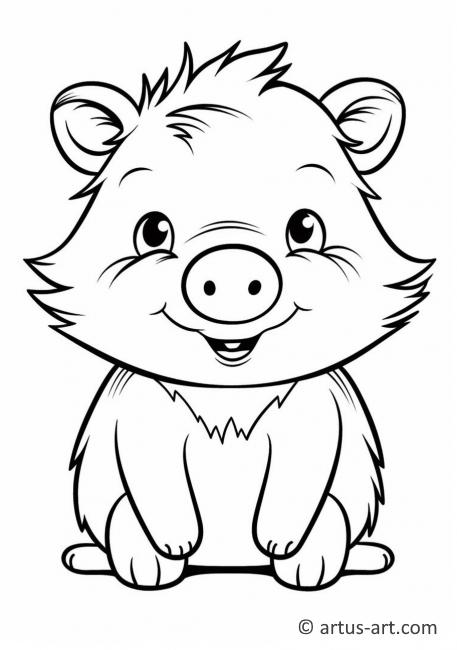 Cute Peccary Coloring Page